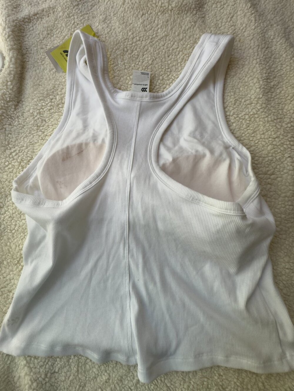 All in Motion White Ribbed Racerback Support Tank Shelf Bra NWT Size L - Picture 2 of 5